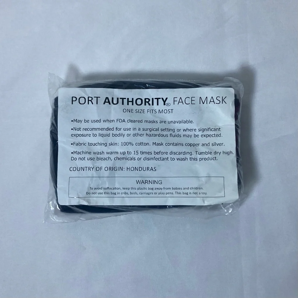 ⭐️ Port Authority Dark Blue Reusable Cotton Face Masks 5 Pack
